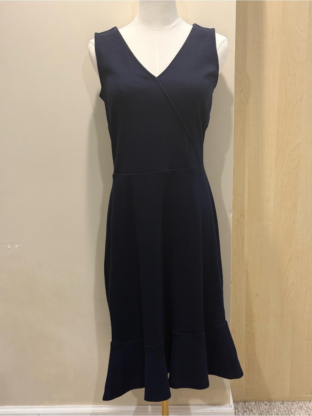 Talbots Navy Sleeveless V-Neck Midi Dress